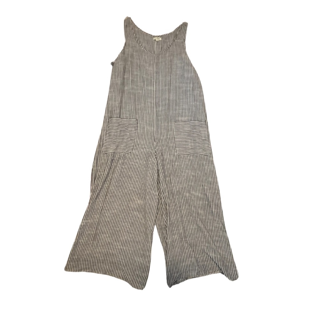 Max Studio Gray & White Tank Jumpsuit